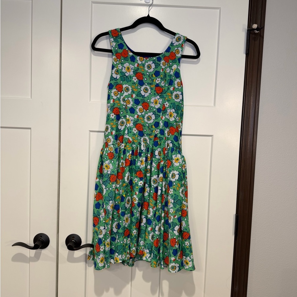 Eva Franco Retro Floral Fit & Flare Dress Garden Party Chic - Picture 2 of 6